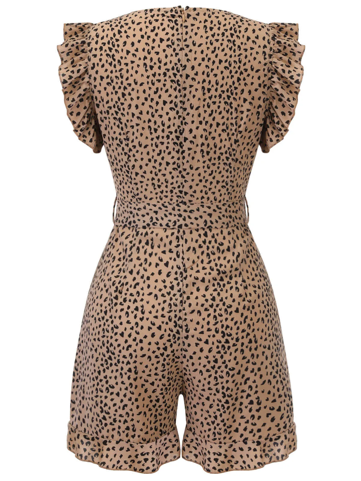 1930s Leopard Print Mullet Sleeves V-neck Romper