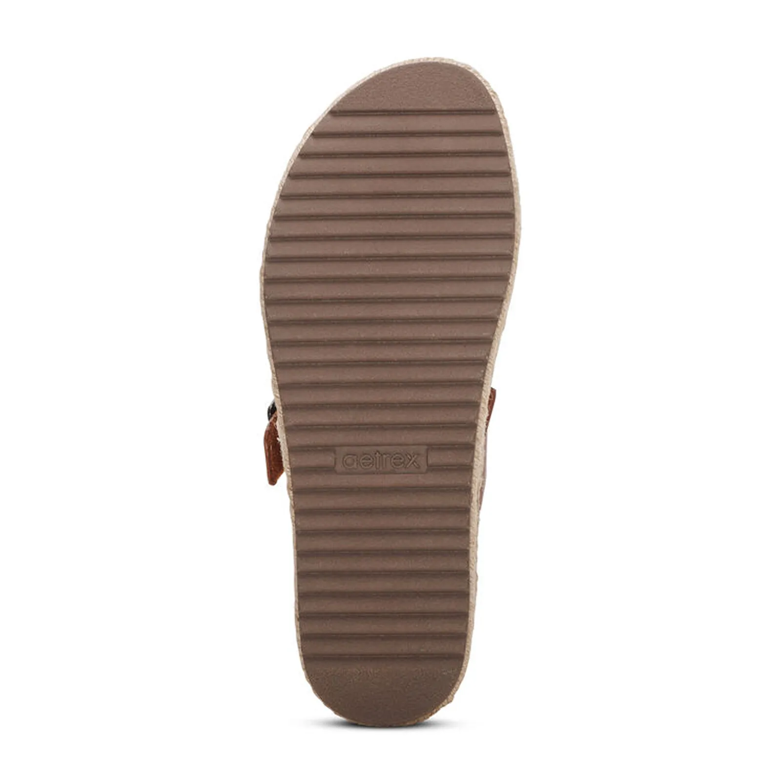 Aetrex Alyssa Platform Slide Sandal (Women) - Cognac Leather