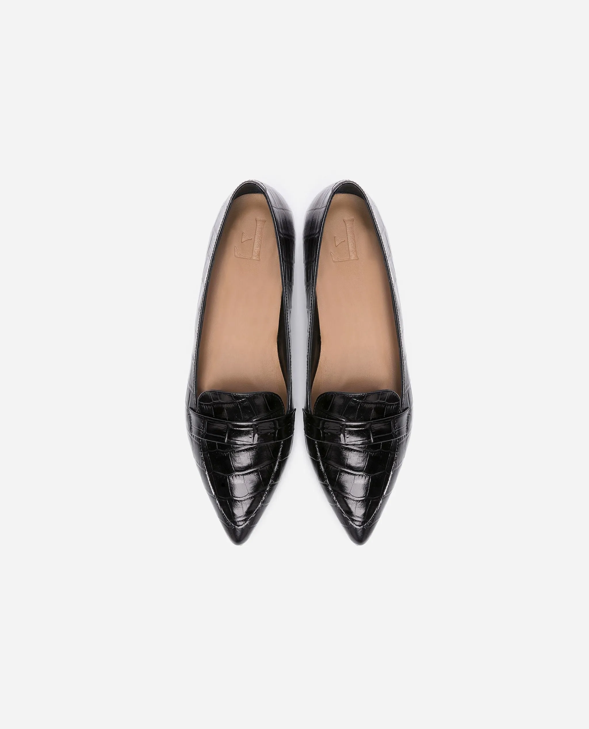 Alexandra Croco Black Flats