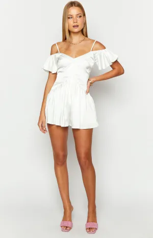 Asher White Satin Playsuit