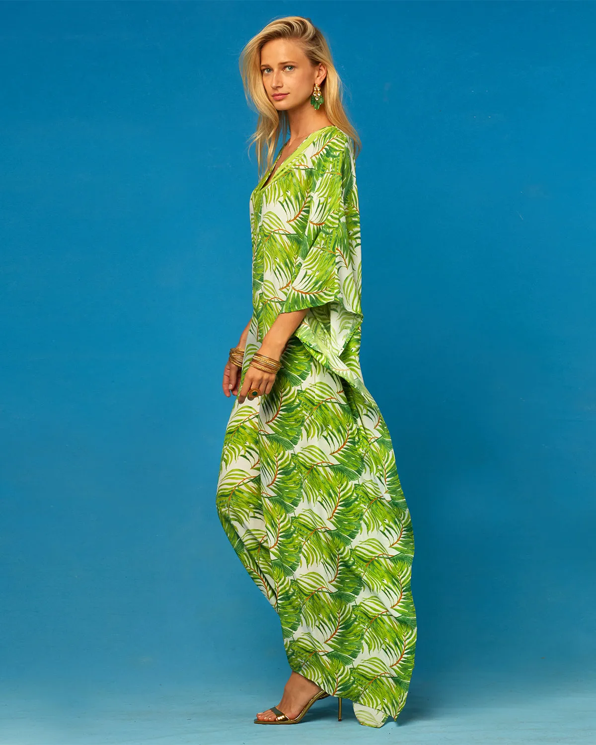 Ashley Kaftan in Undulating Palm Leaves