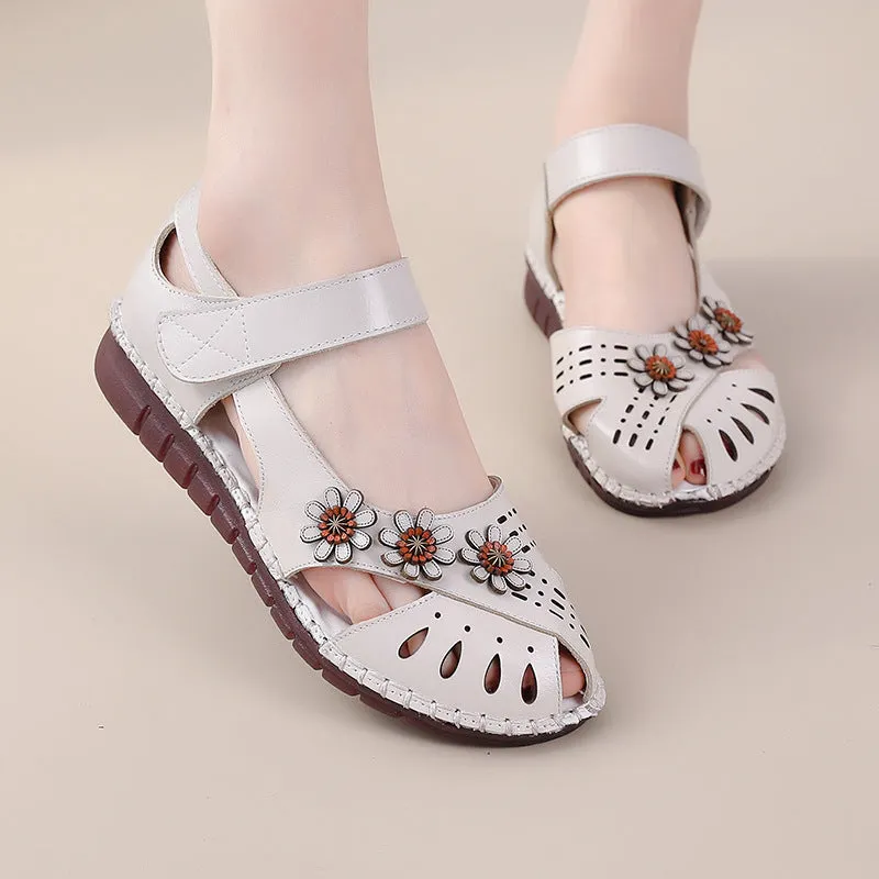 Babakud Women Retro Hollow Classic Floral Sandals