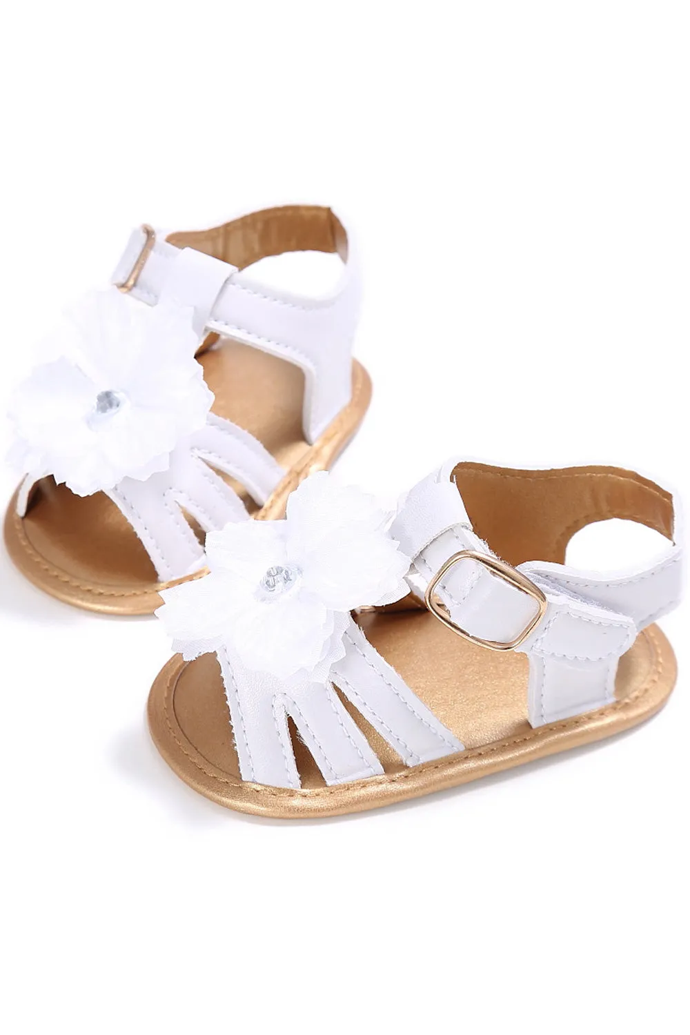 Baby Girls Beautiful Flower Decorated Strap Belt Convenient Sandals - BGSD106099