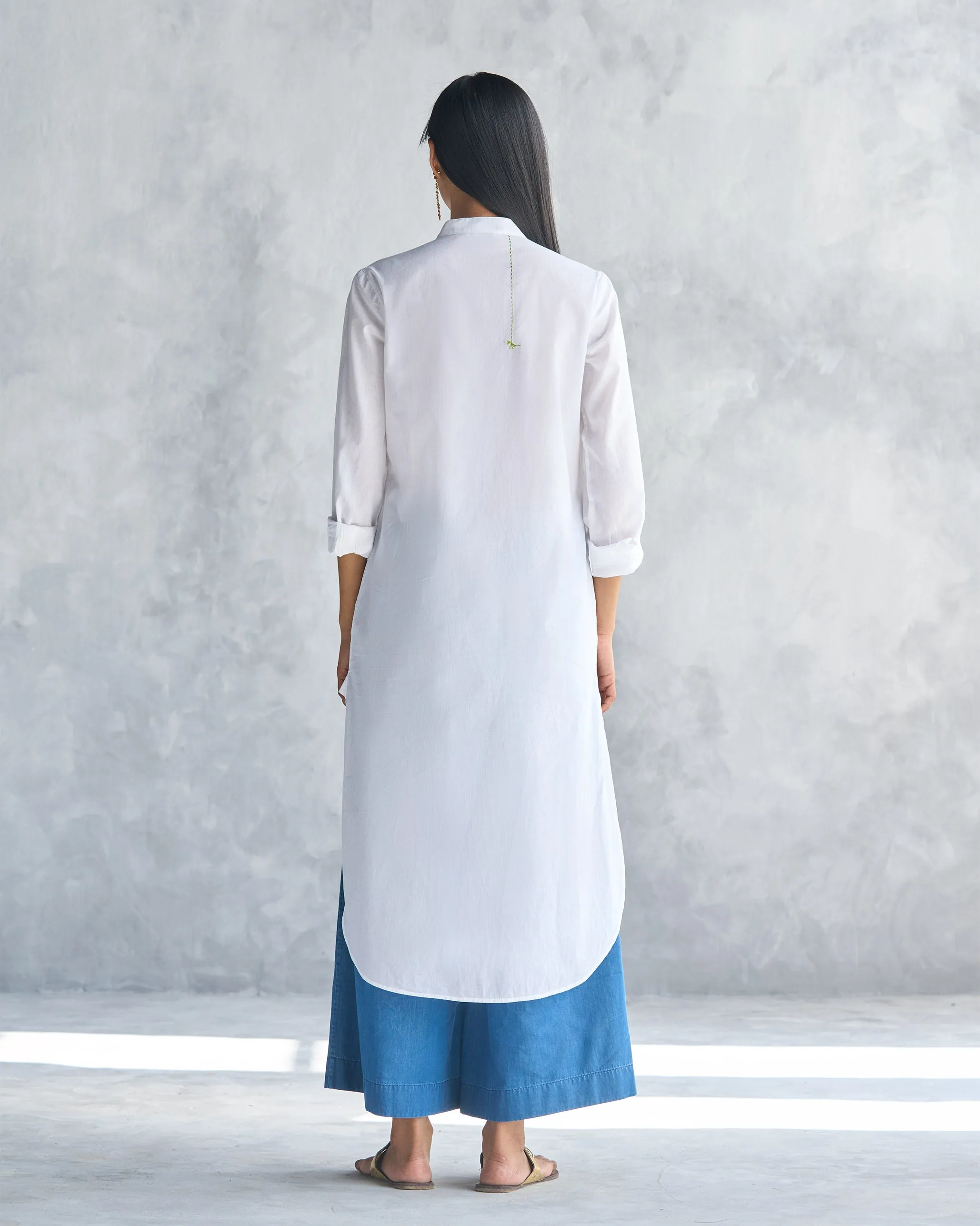 Basic Long Length Kurta - White