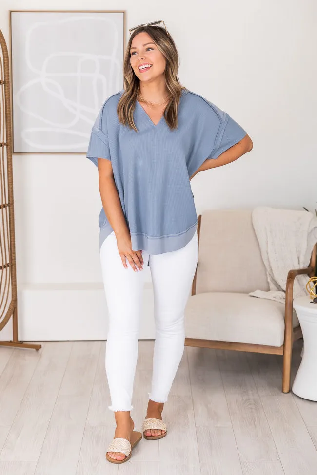 Best Moves Blue Raw Hem Blouse FINAL SALE