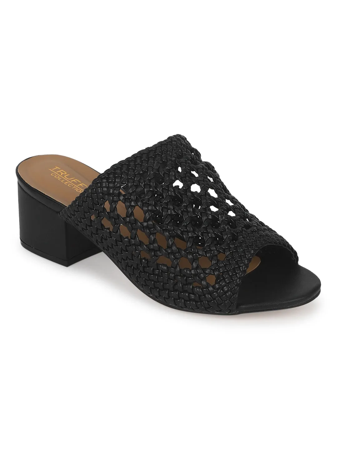 Black PU Low Heel Mules Sandal (TC-ARORA100-BLKPU)