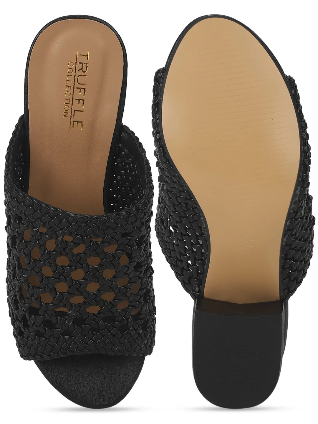 Black PU Low Heel Mules Sandal (TC-ARORA100-BLKPU)