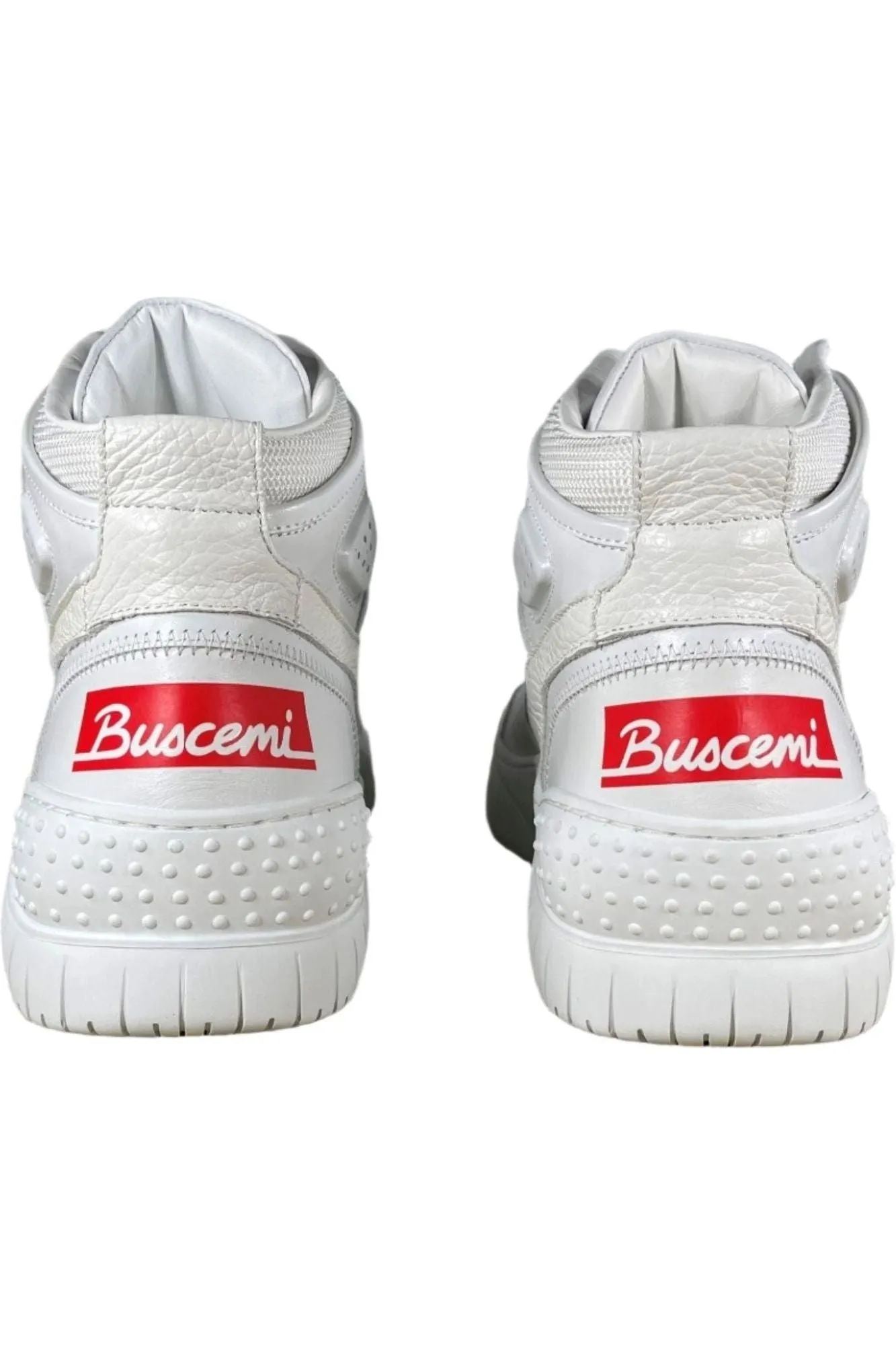 Buscemi Men's Basket White/Gold Leather Sneakers