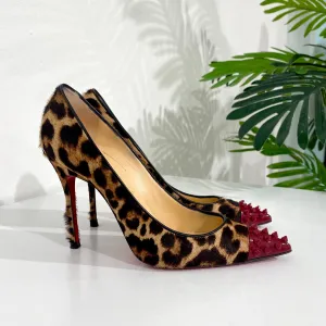 Christian Louboutin Red Spike Leopard Pumps