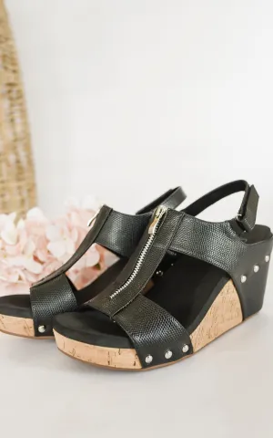 CORKYS Zip It Good Sandals - Black - Final Sale