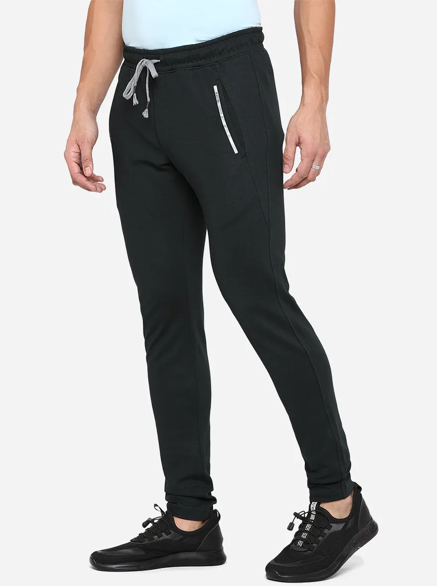 Dark Green Solid Regular Fit Track Pants | JadeBlue