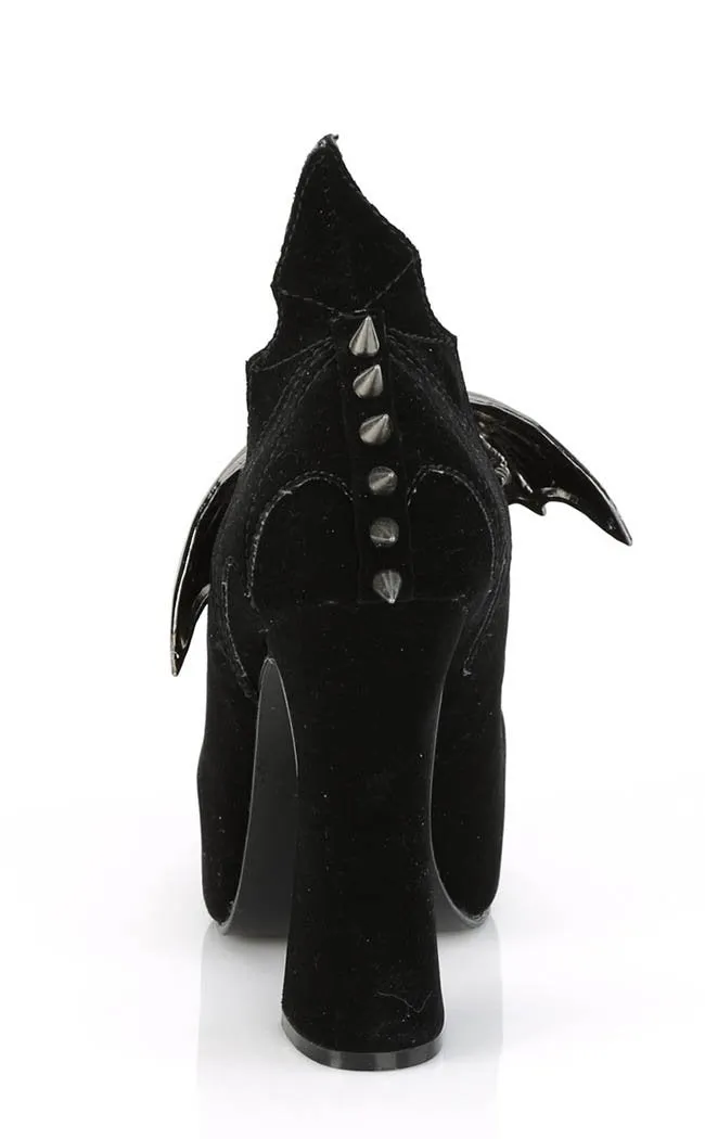 DEMON-18 Black Velvet Mary Jane Heels (Last Pair: Size 7)