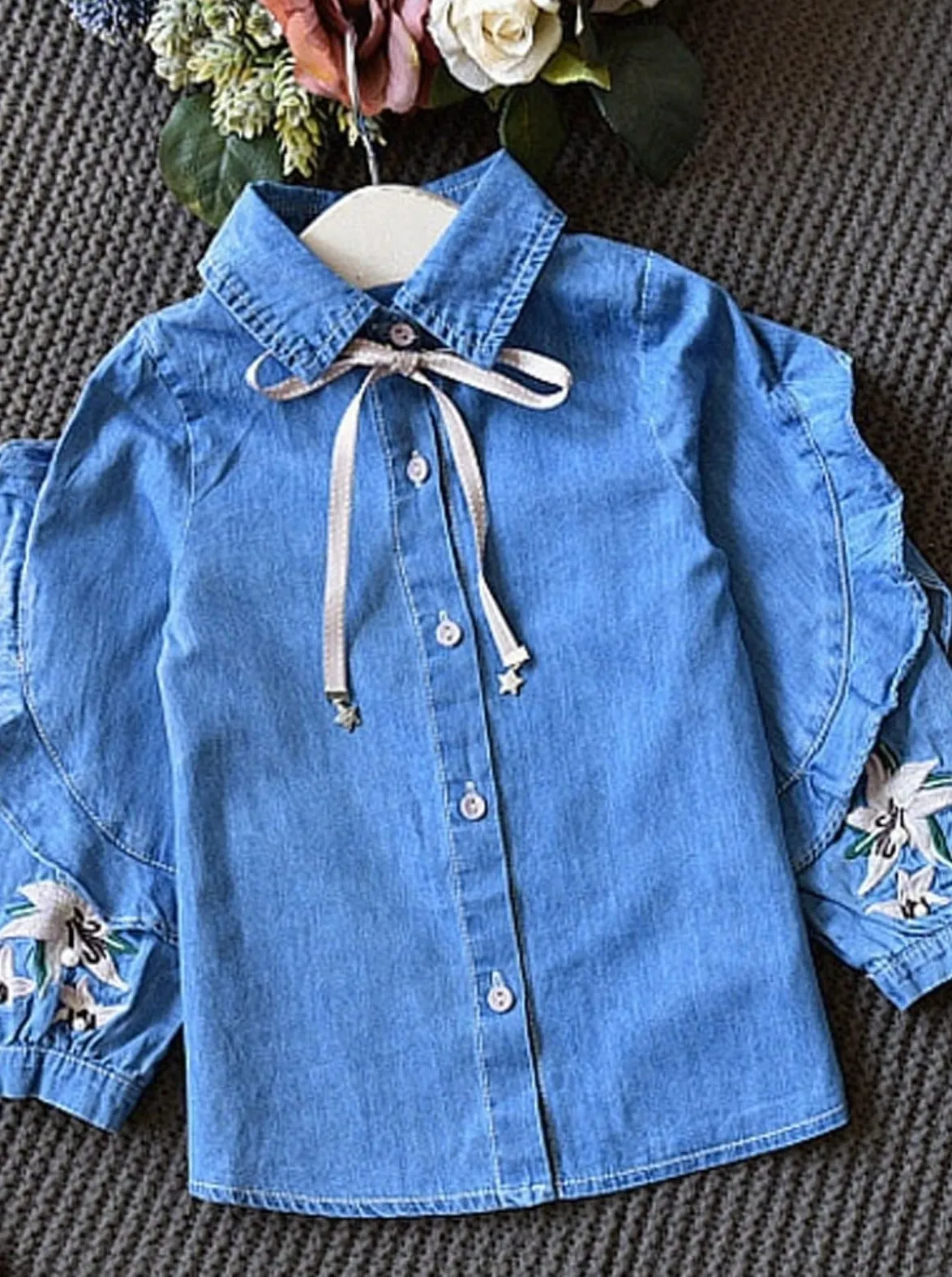 Denim Darling Blouse And Tutu Skirt Set