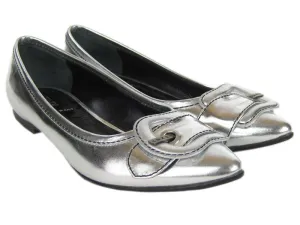 Fendi Silver Leather Flats