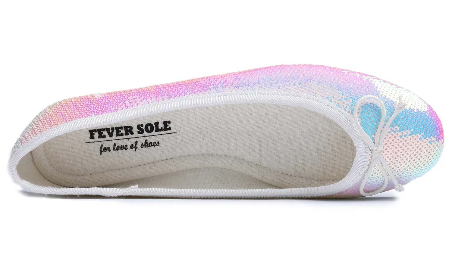 Feversole Women's Sparkle Memory Foam Cushioned Colorful Shiny Ballet Flats AB White Sequin