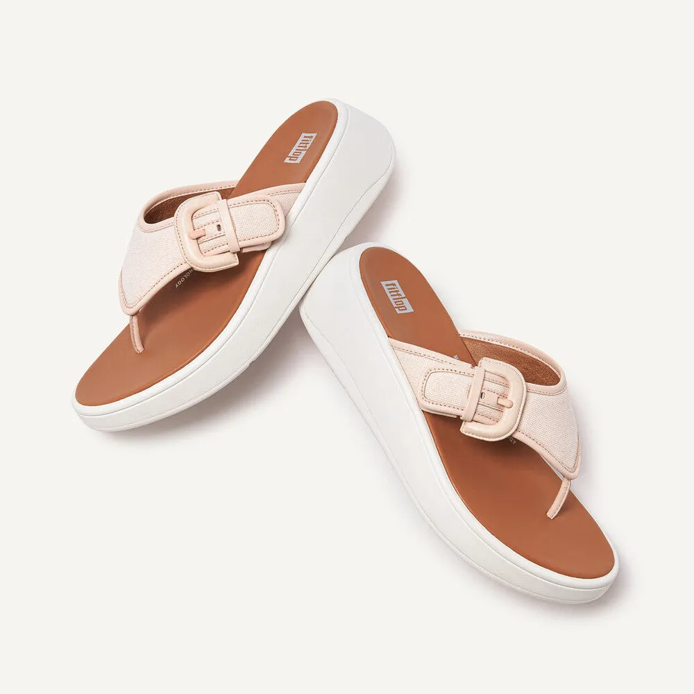 FitFlop F-Mode Flatform Buckle Canvas Sandals - Rose Foam