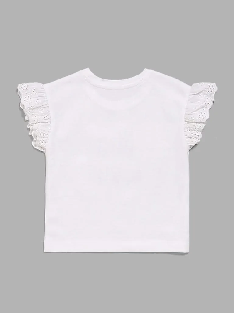 HOP Baby White Embroidered T-Shirt