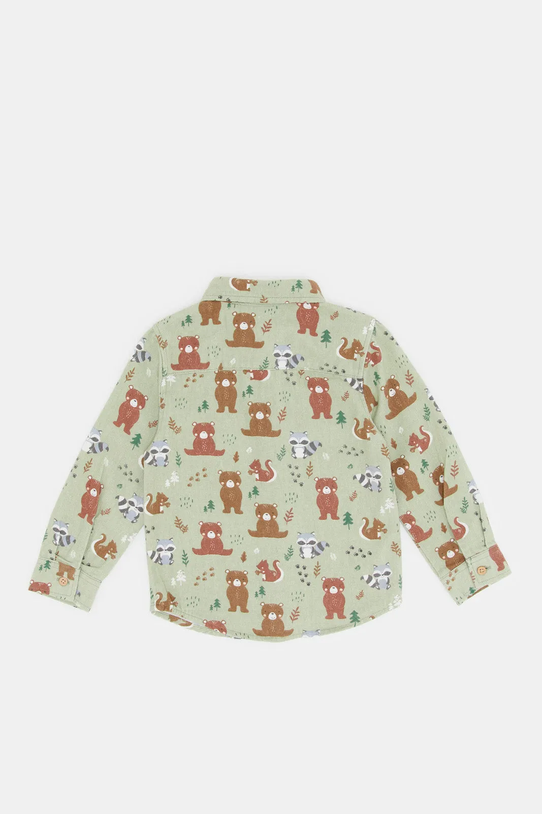 Infant Boys Animal Printed Flannel Shirt