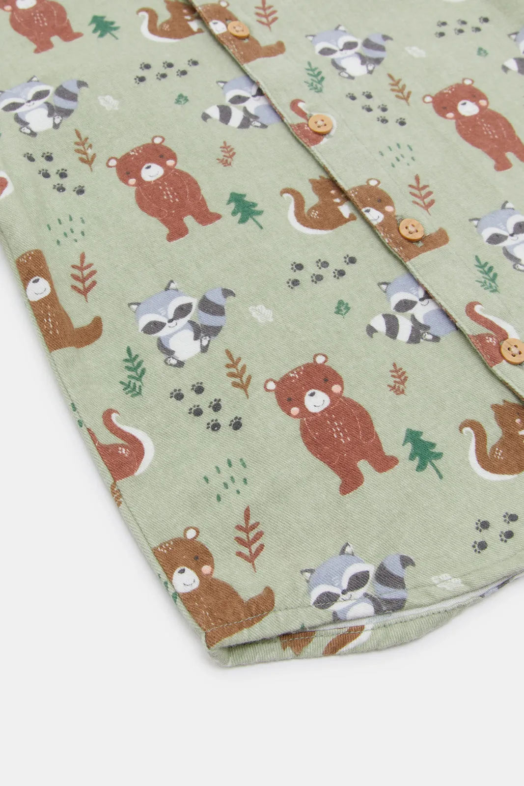 Infant Boys Animal Printed Flannel Shirt