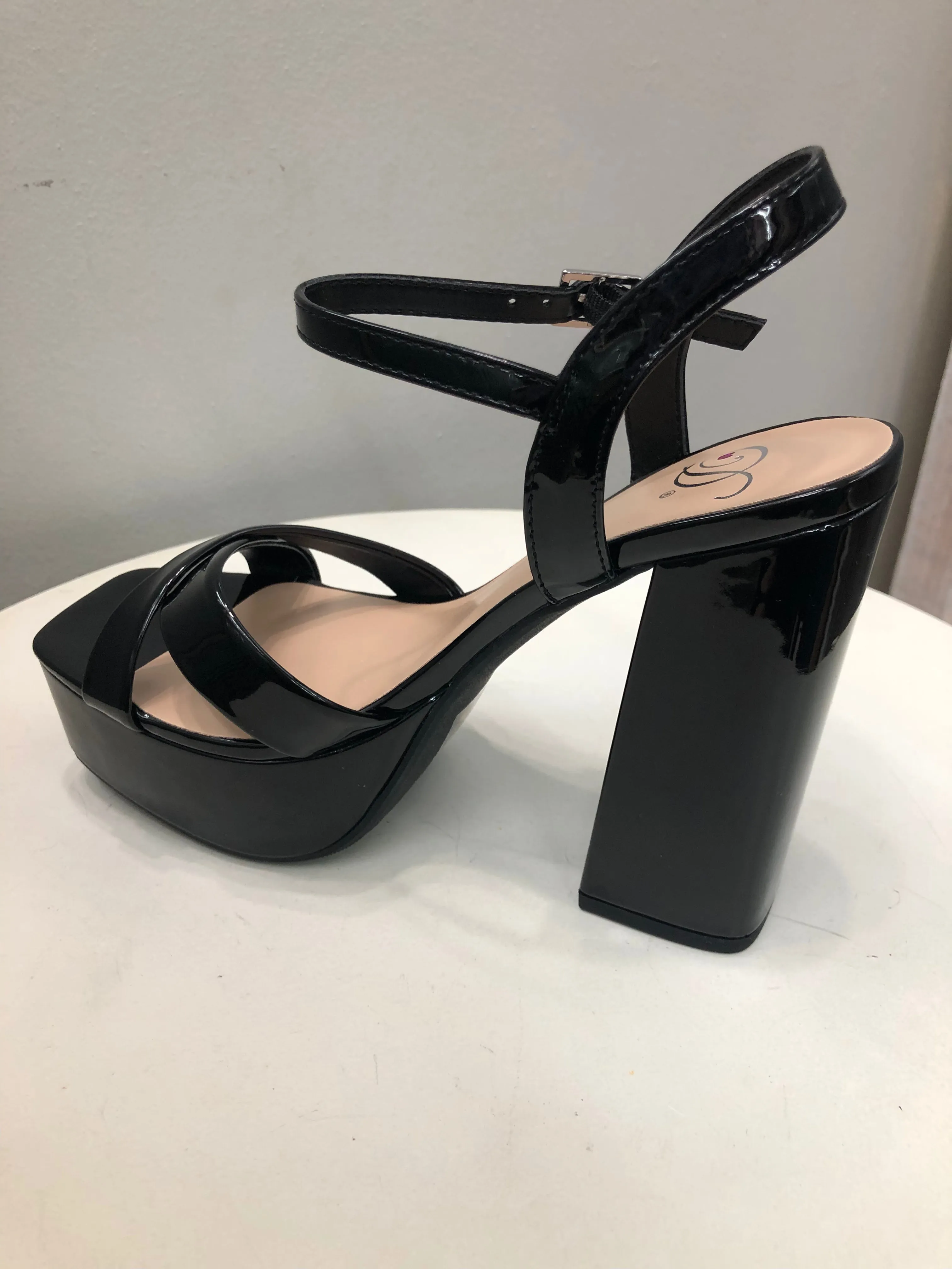 Ironed Platform Heel - Black Patent