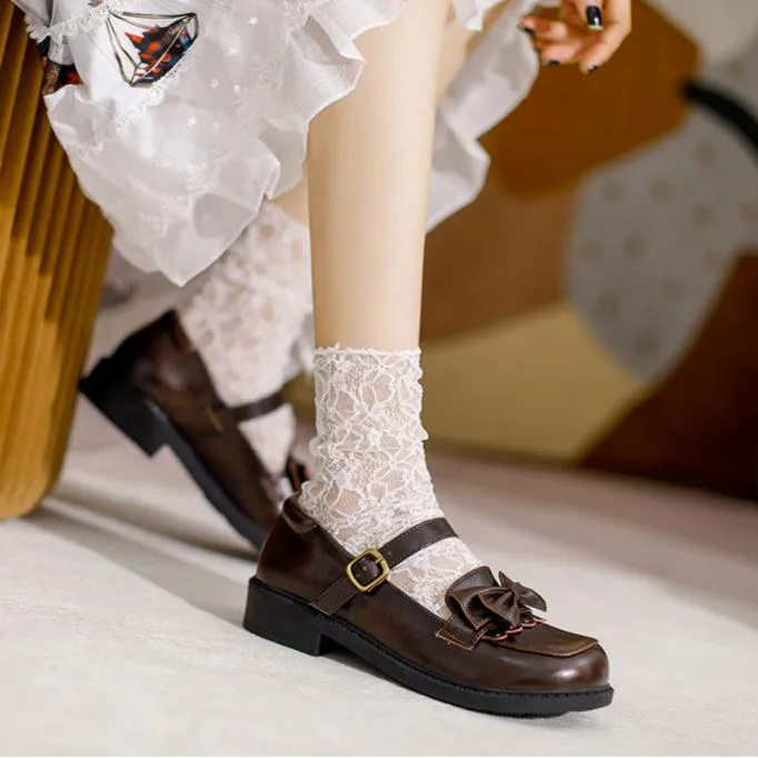 Japanese Preppy Style Retro Bow Mary Jane Shoes Women's Shoes