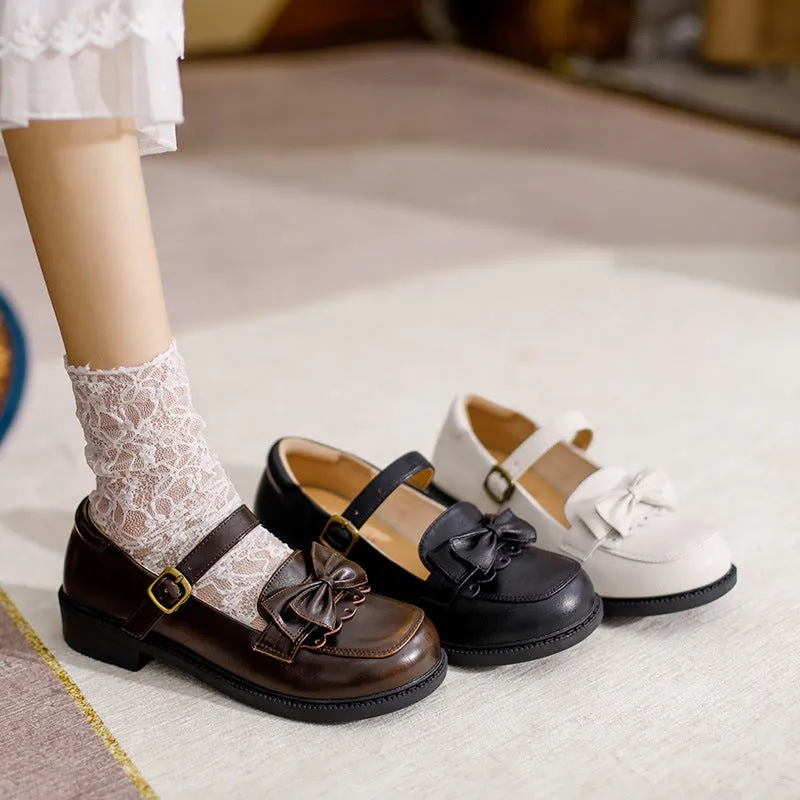 Japanese Preppy Style Retro Bow Mary Jane Shoes Women's Shoes