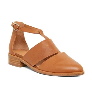 Jocelyn Flat in Cognac Leather