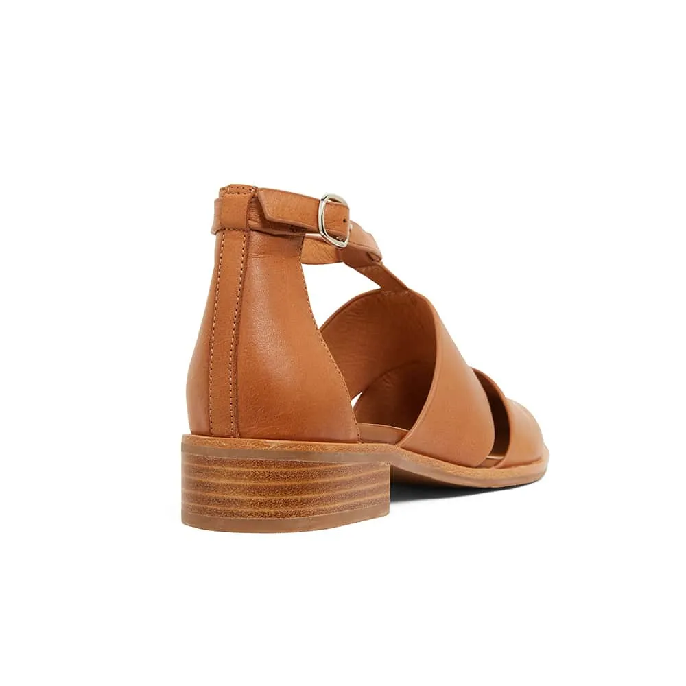 Jocelyn Flat in Cognac Leather