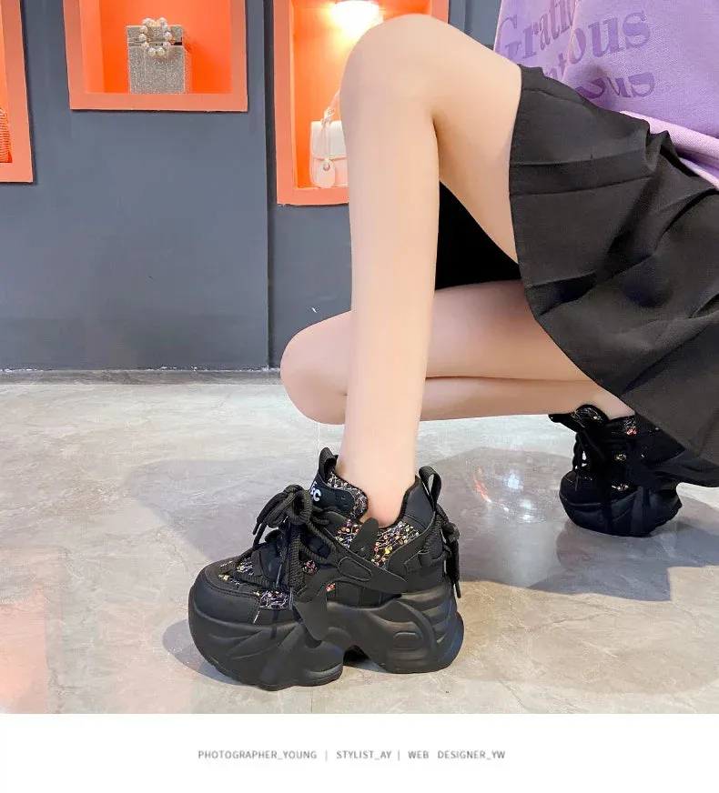 Joskaa 2024 New Black Sole Platform Sneakers