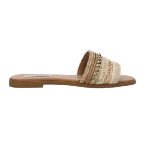 Kassi Raffia Studded Slide Sandals