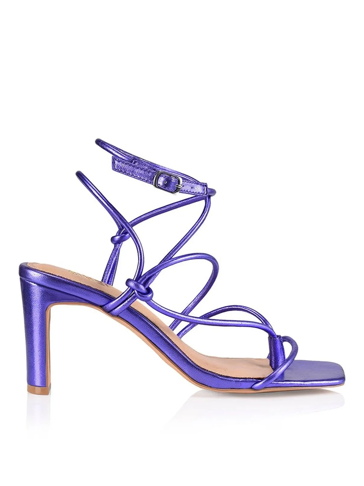 Kilby Block Heel Sandals - Purple Metallic Leather