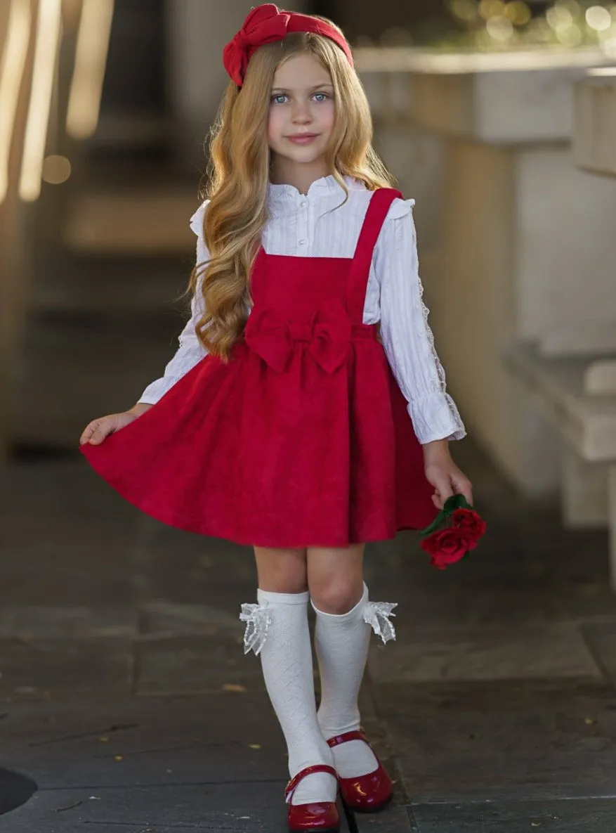 Lil Lady In Red Velvet Suspender Dress