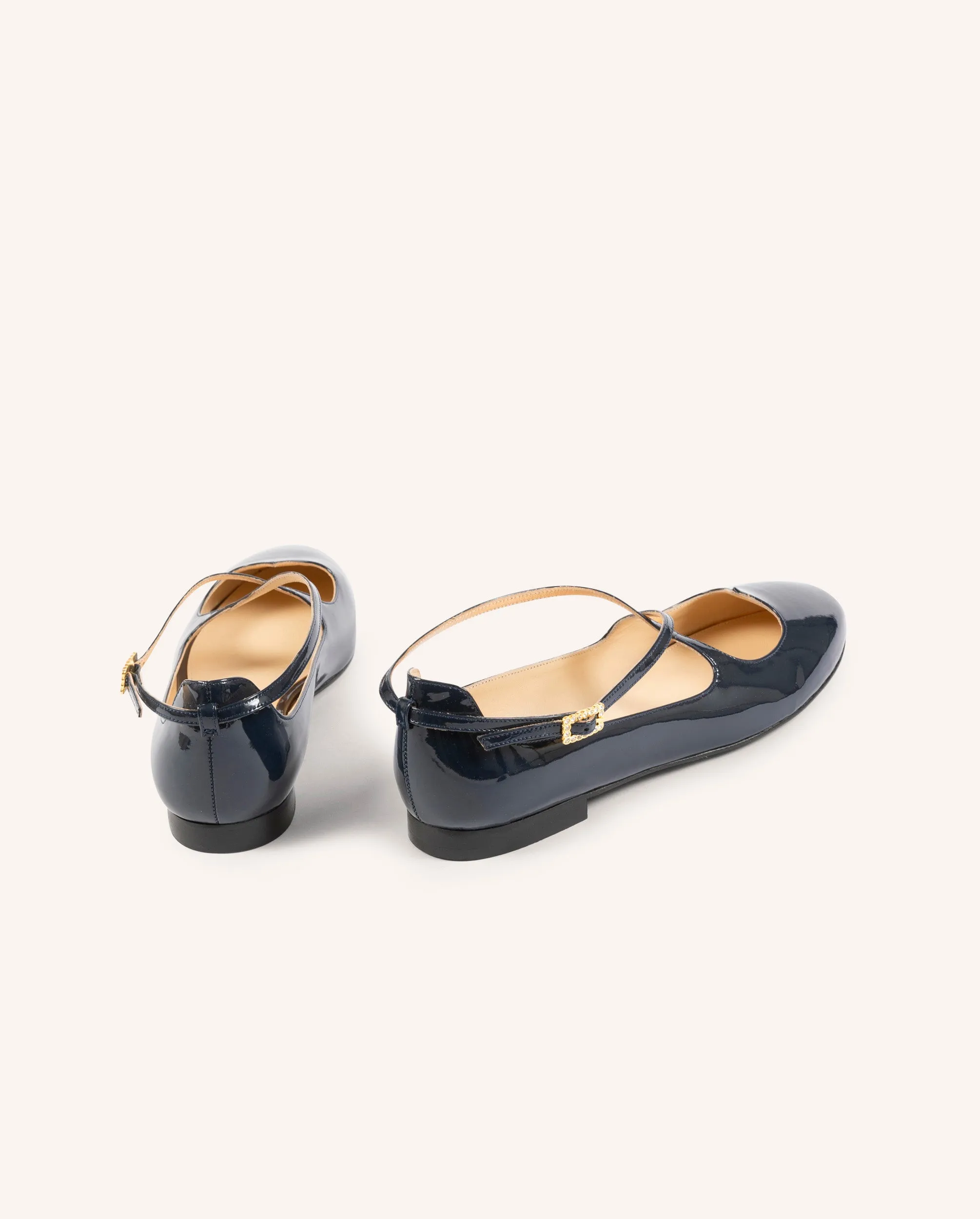 Lover Navy Patent Flats