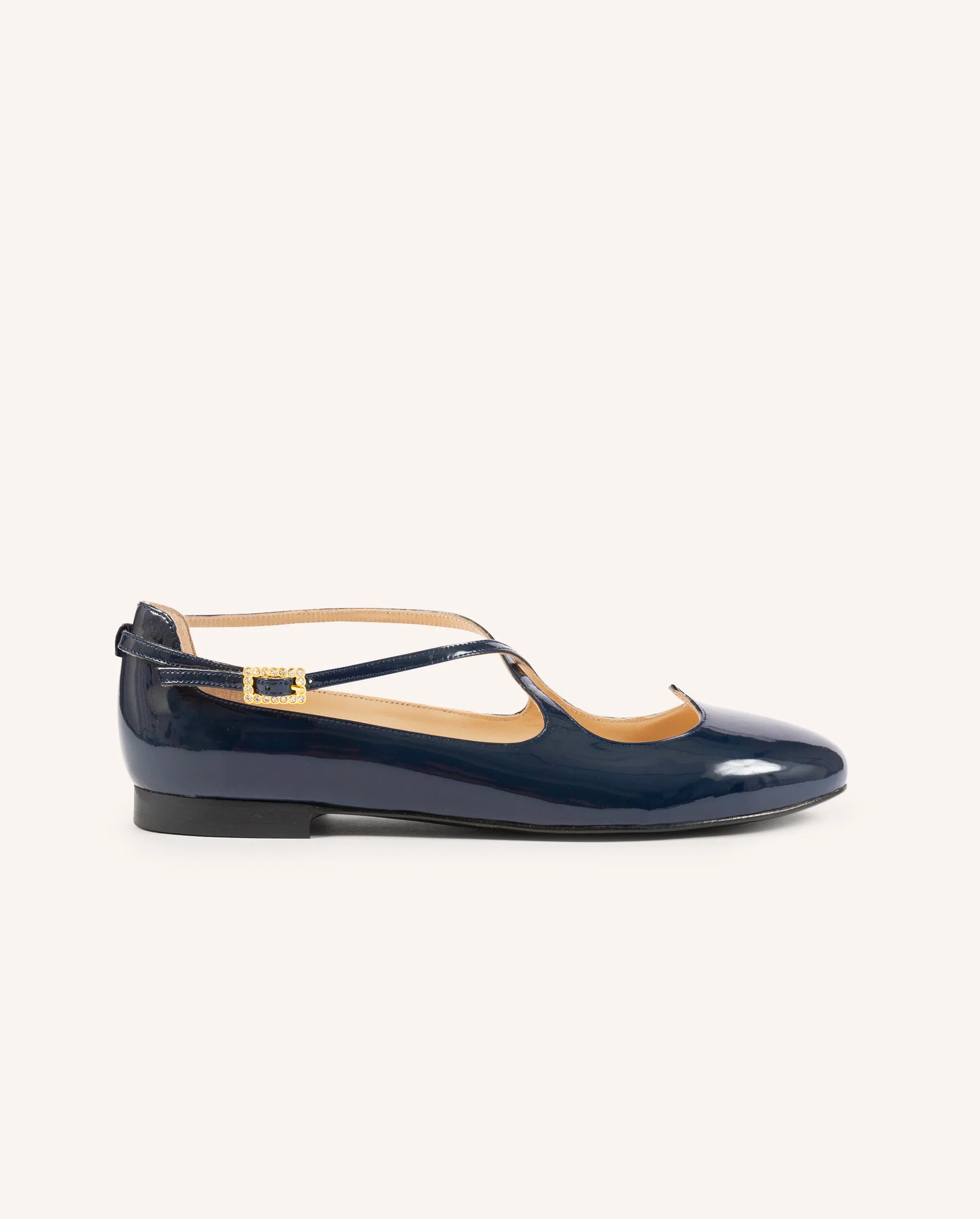 Lover Navy Patent Flats