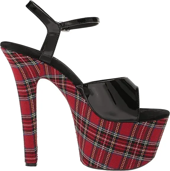 Mary-711 School Girl Plaid Platform Sandals