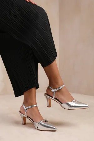 MEMPHIS WIDE FIT LOW HEEL WITH MULTI BUCKLE DETAIL IN SILVER