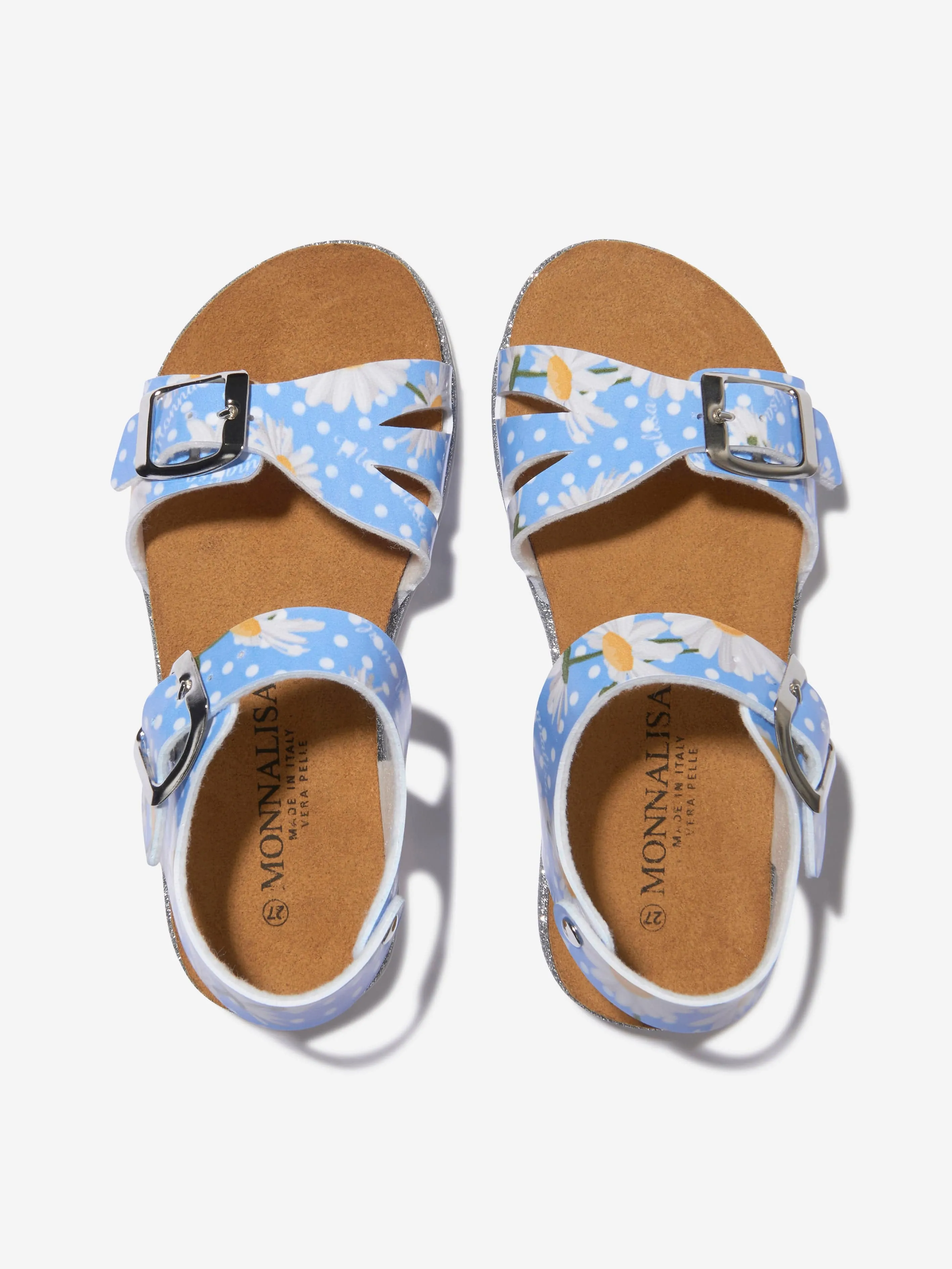 Monnalisa Girls Faux Leather Daisy Sandals