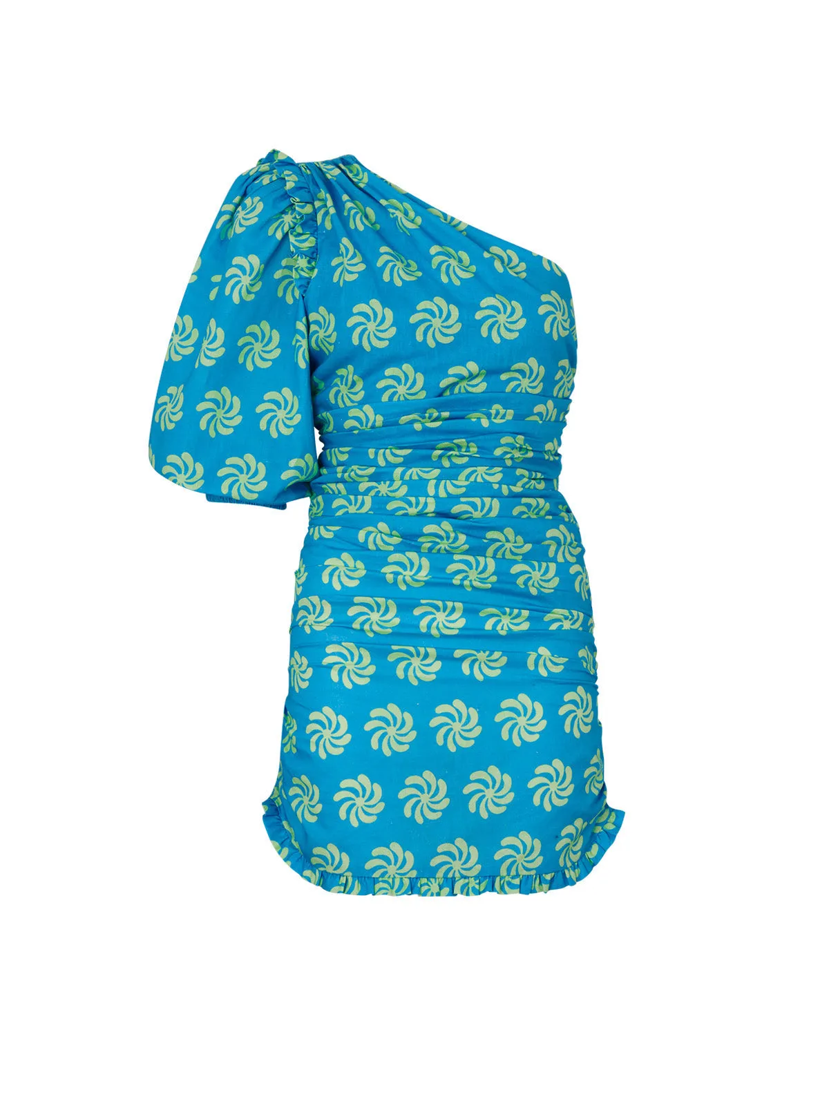 Morera Blue Geo Floral Mini Dress