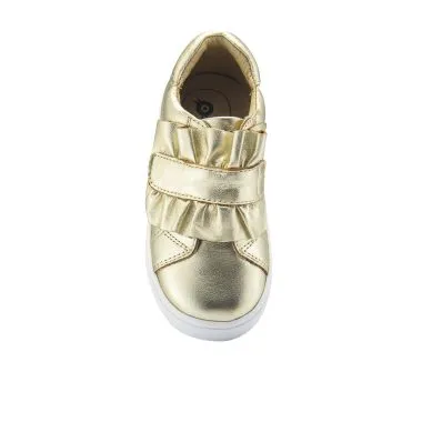 Old Soles Girl's Urban Frill Leather Sneakers, Gold