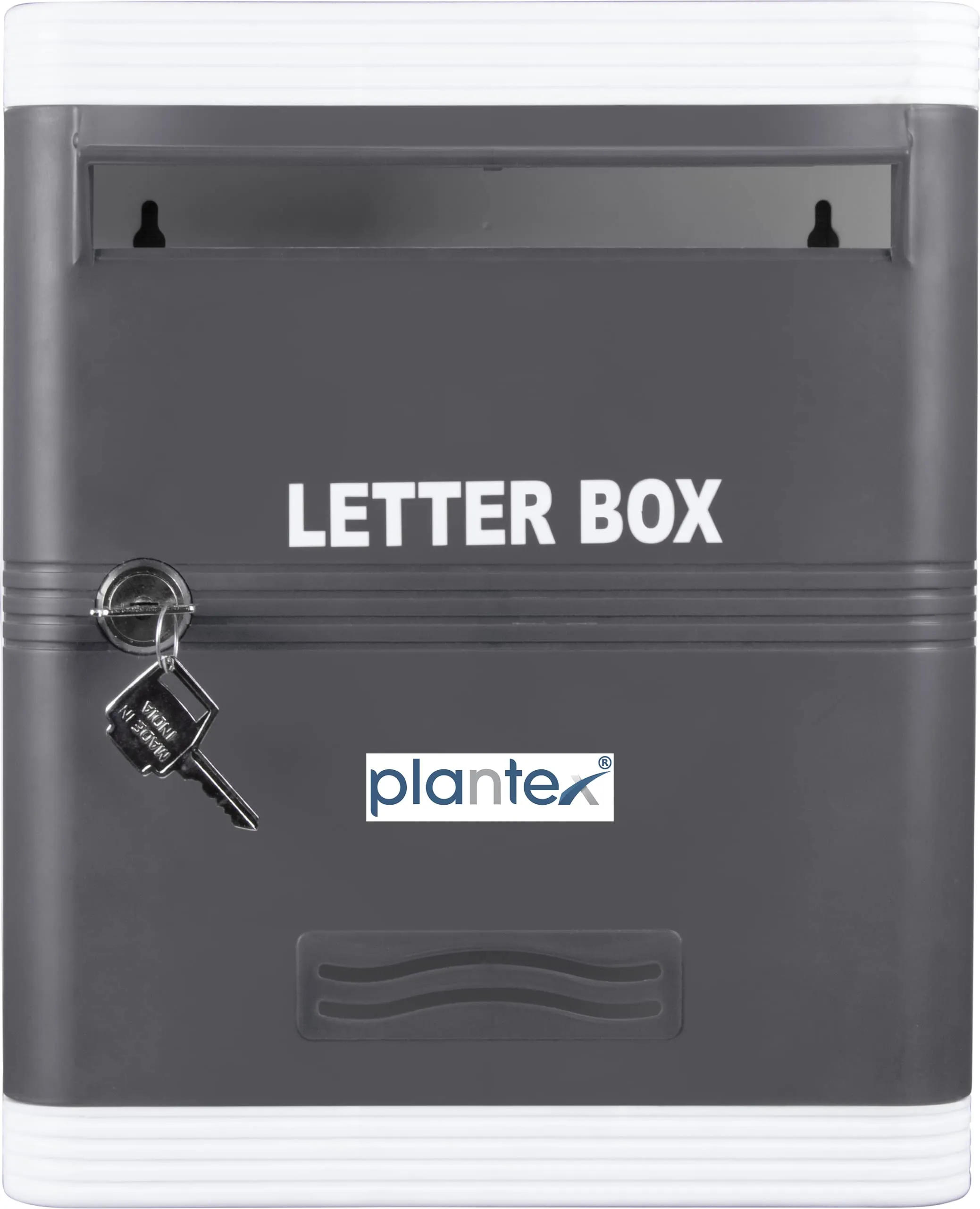 Plantex Virgin Plastic A4 Letter Box - Mail Box/Outdoor Mailboxes Home Decoration with Key Lock (Grey & White) - Wall Mount