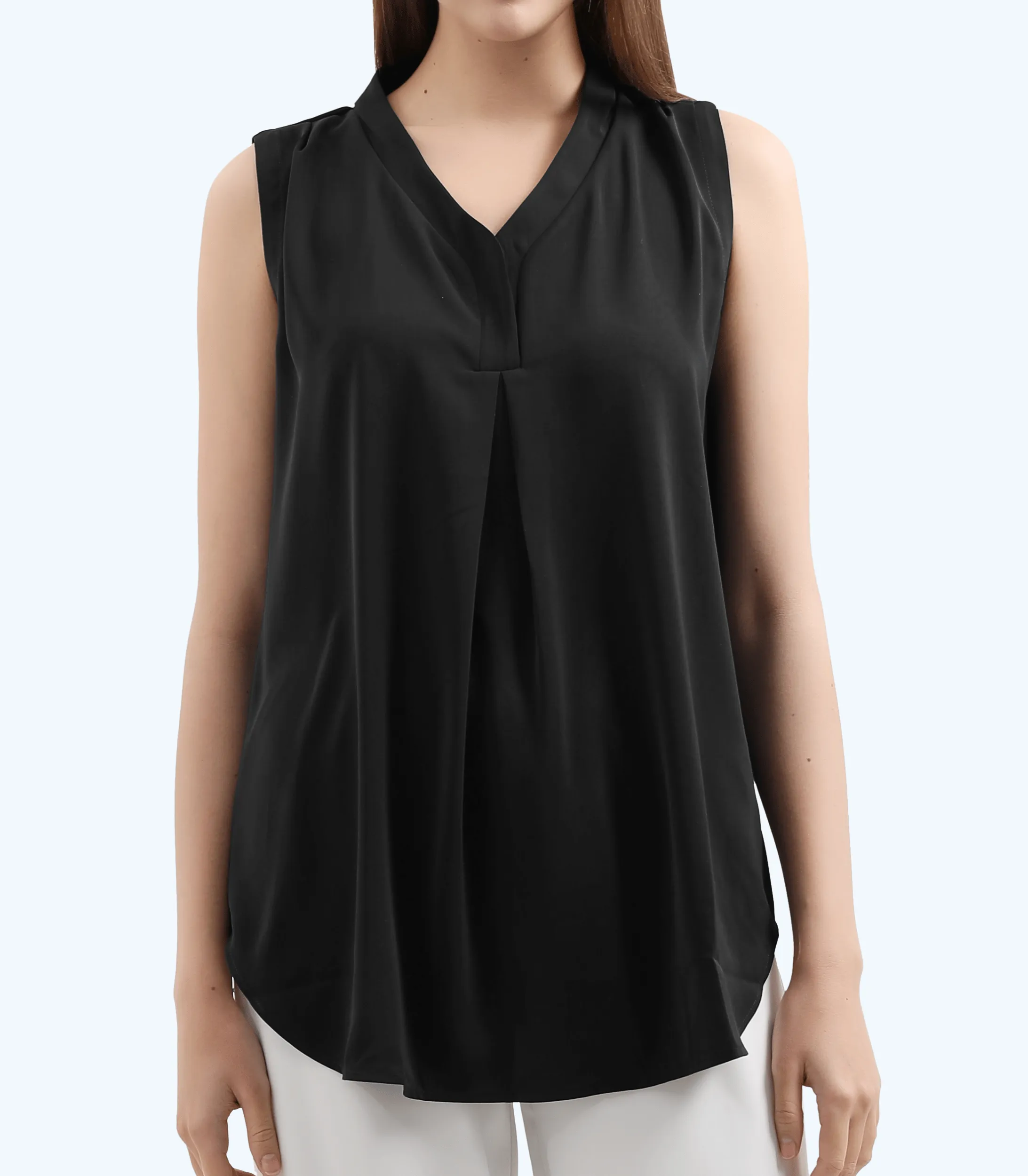 Pleat Front V-Neck Maternity Blouse