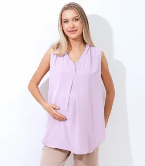 Pleat Front V-Neck Maternity Blouse