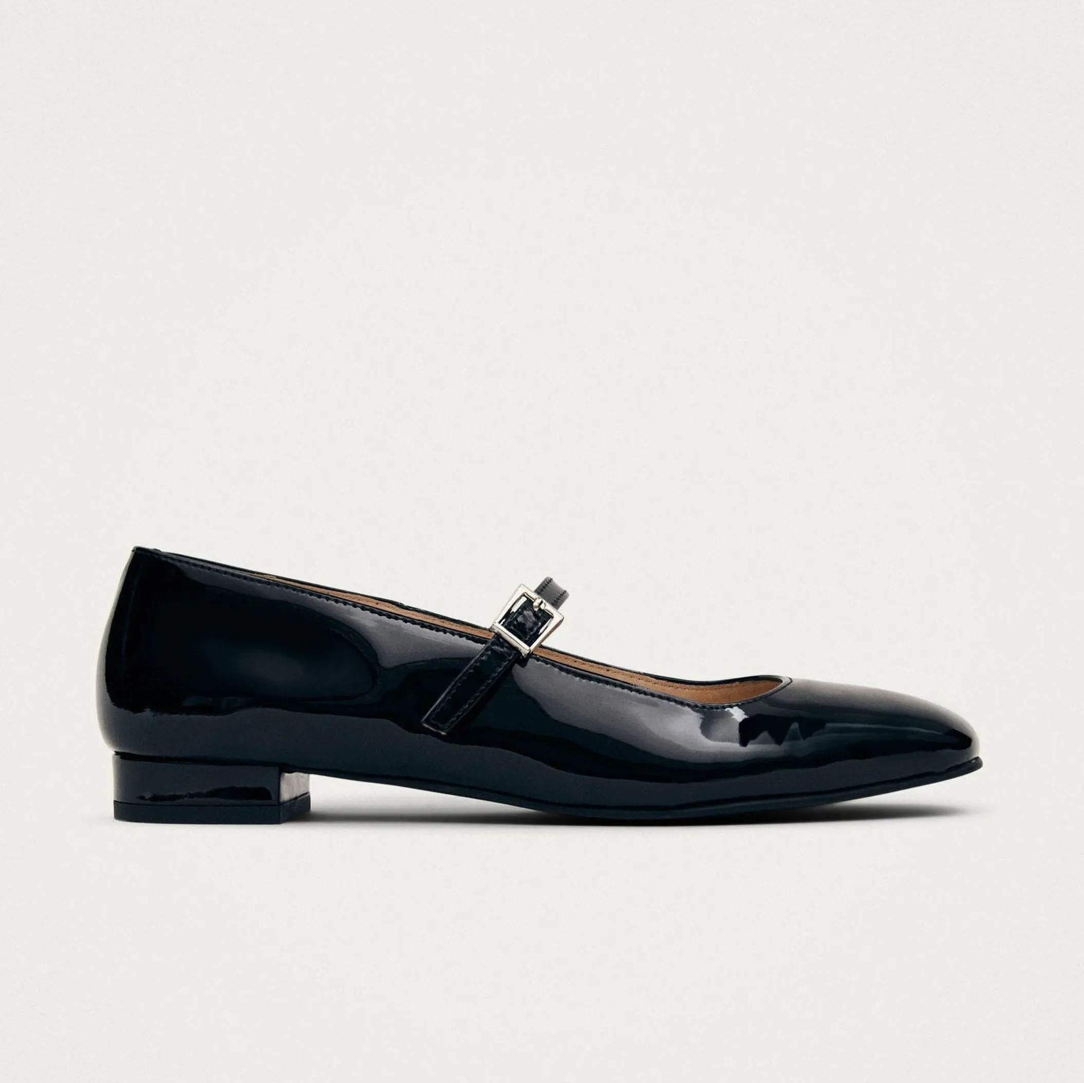 Por Do Sol Onix Leather Ballet Flats Black