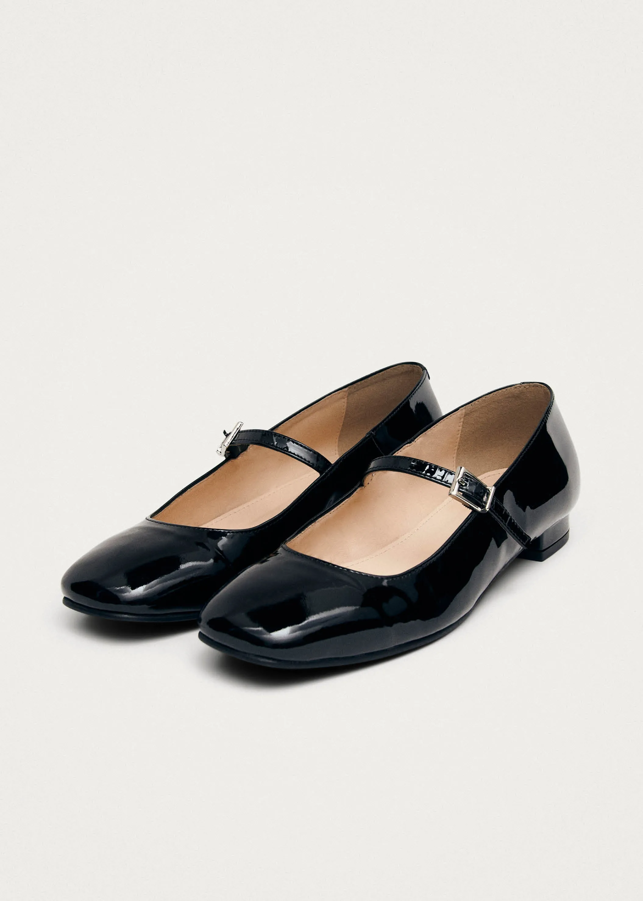 Por Do Sol Onix Leather Ballet Flats Black