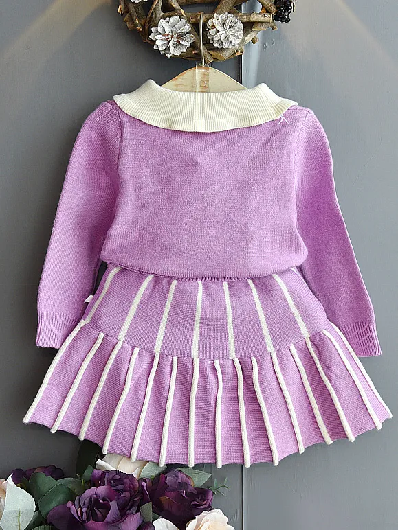 Preppy Petals Sweater And Skirt Set