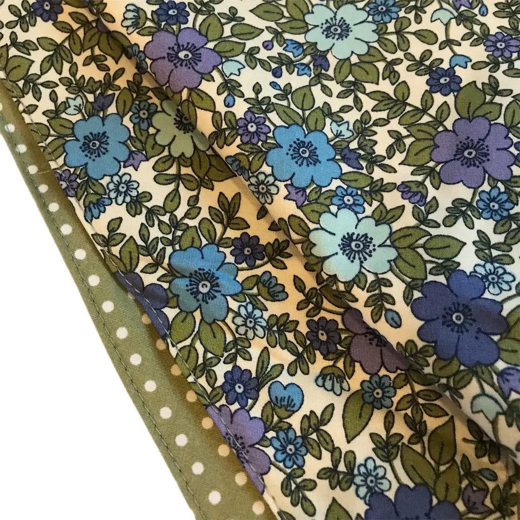 Pretty Blue Vintage Floral Reversible Scarf