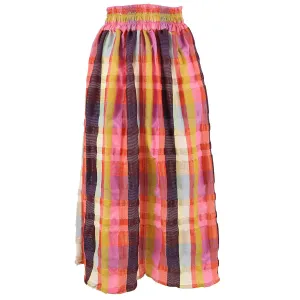 Ra Ra Elastic Waist Midi Skirt in Spectrum Plaid