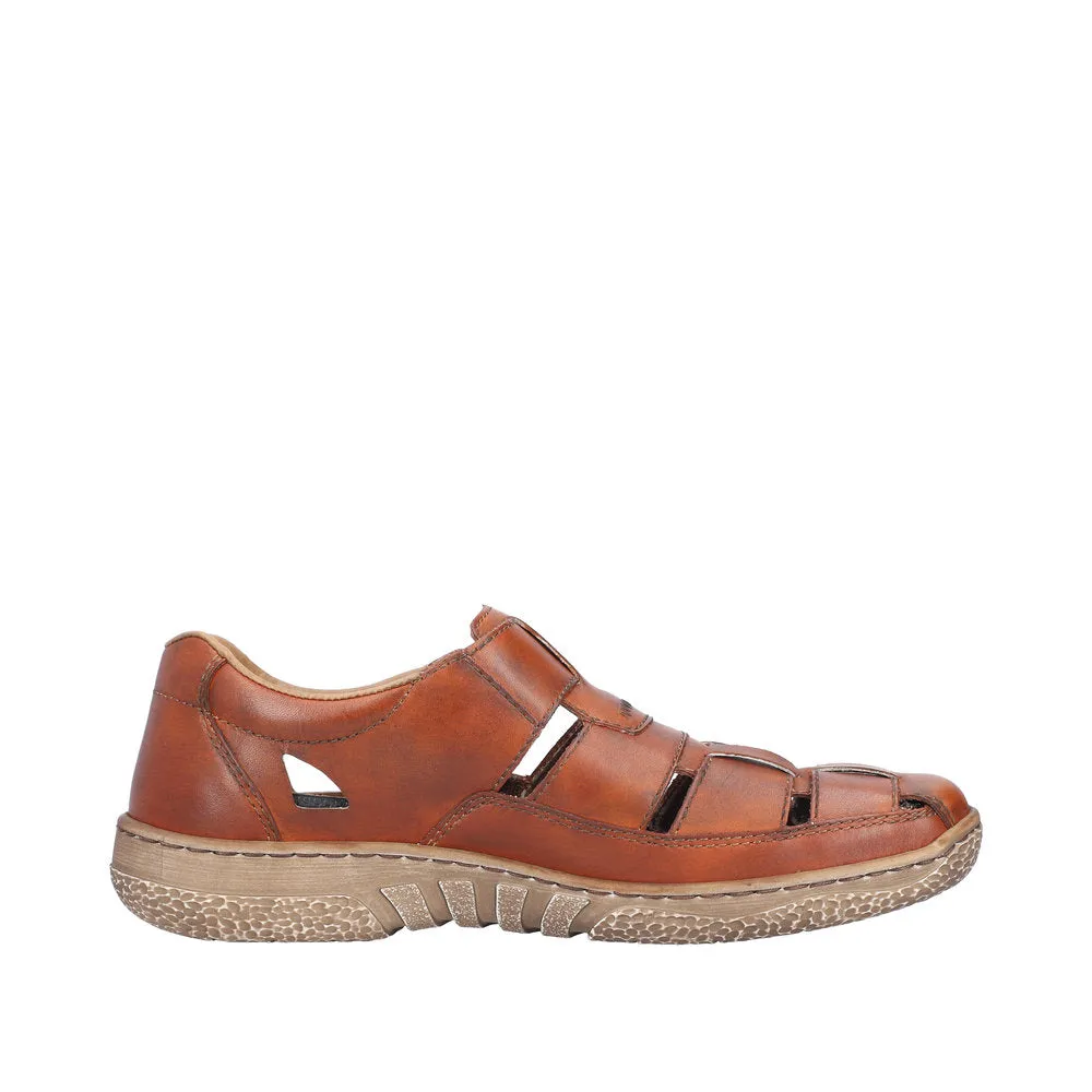 Rieker 03578-24 Mens Cognac Leather Touch Fastening Sandals