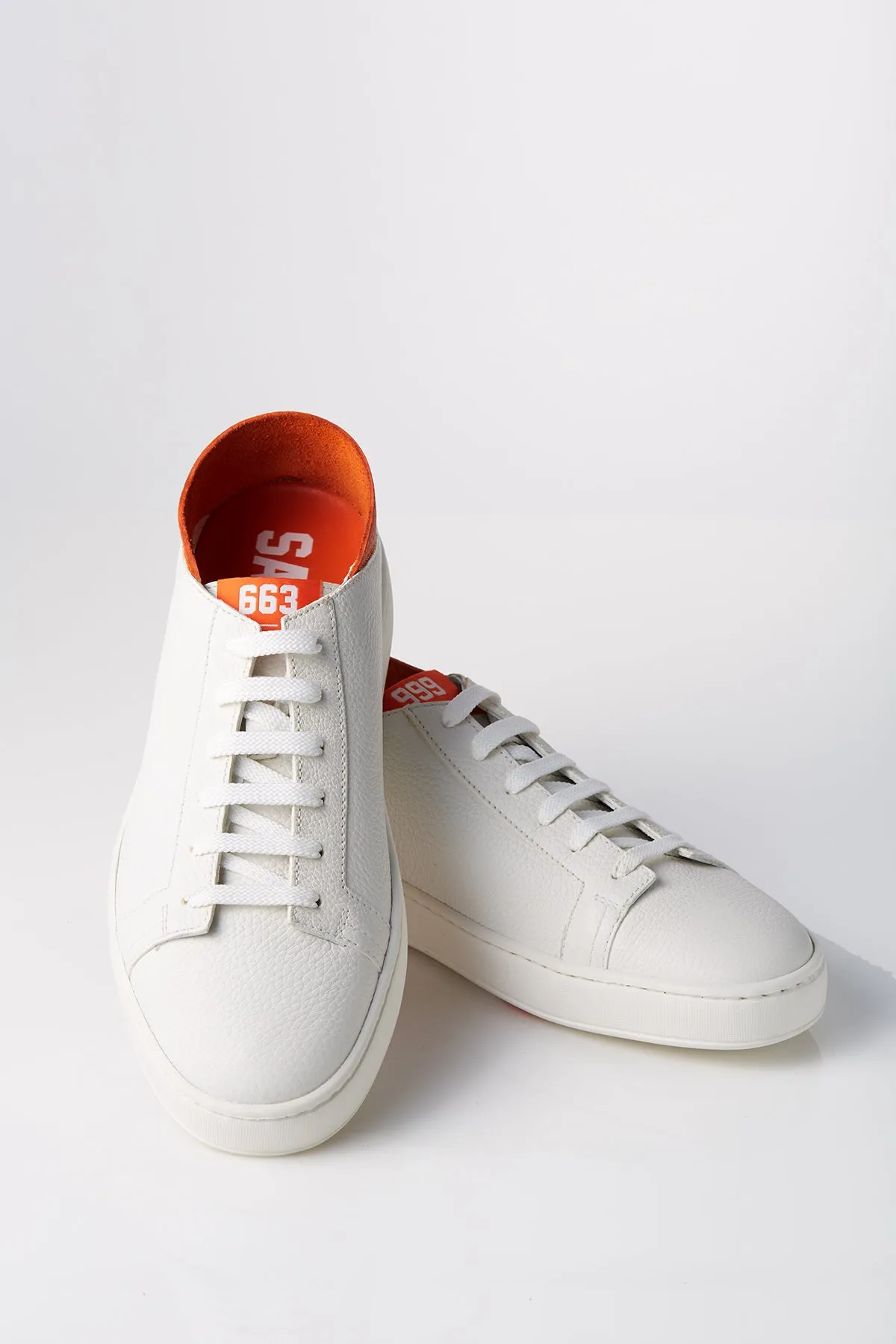 Santoni 999 Limited Edition Sneaker in White with Orange