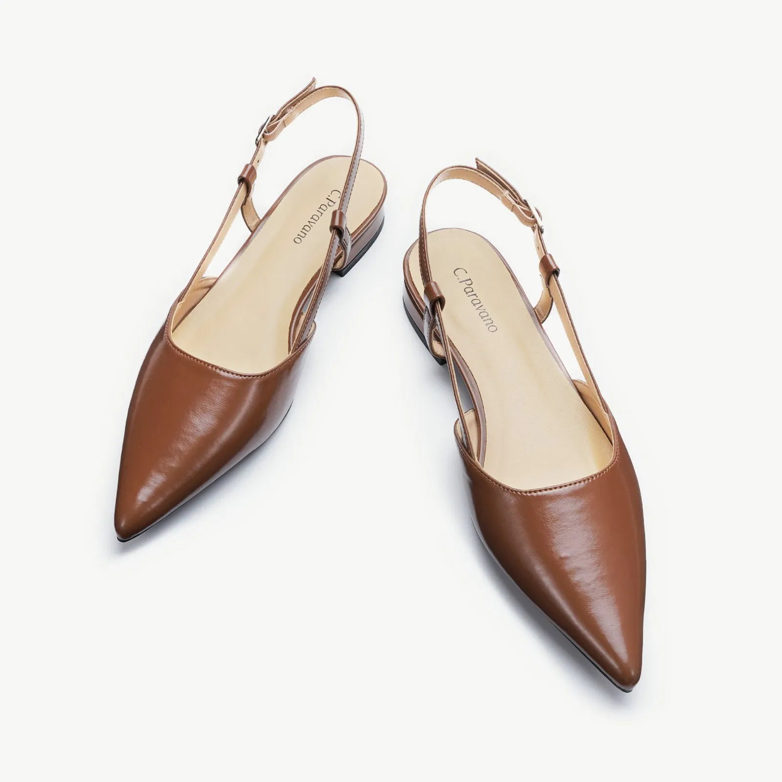 Sleek Slingback Flats (Freya) Brown